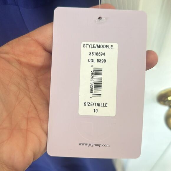 JS Collections Lace Trim Knot Sleeve Evening Maxi Dress Gown Blue Womens Size 10 - Picture 6 of 6